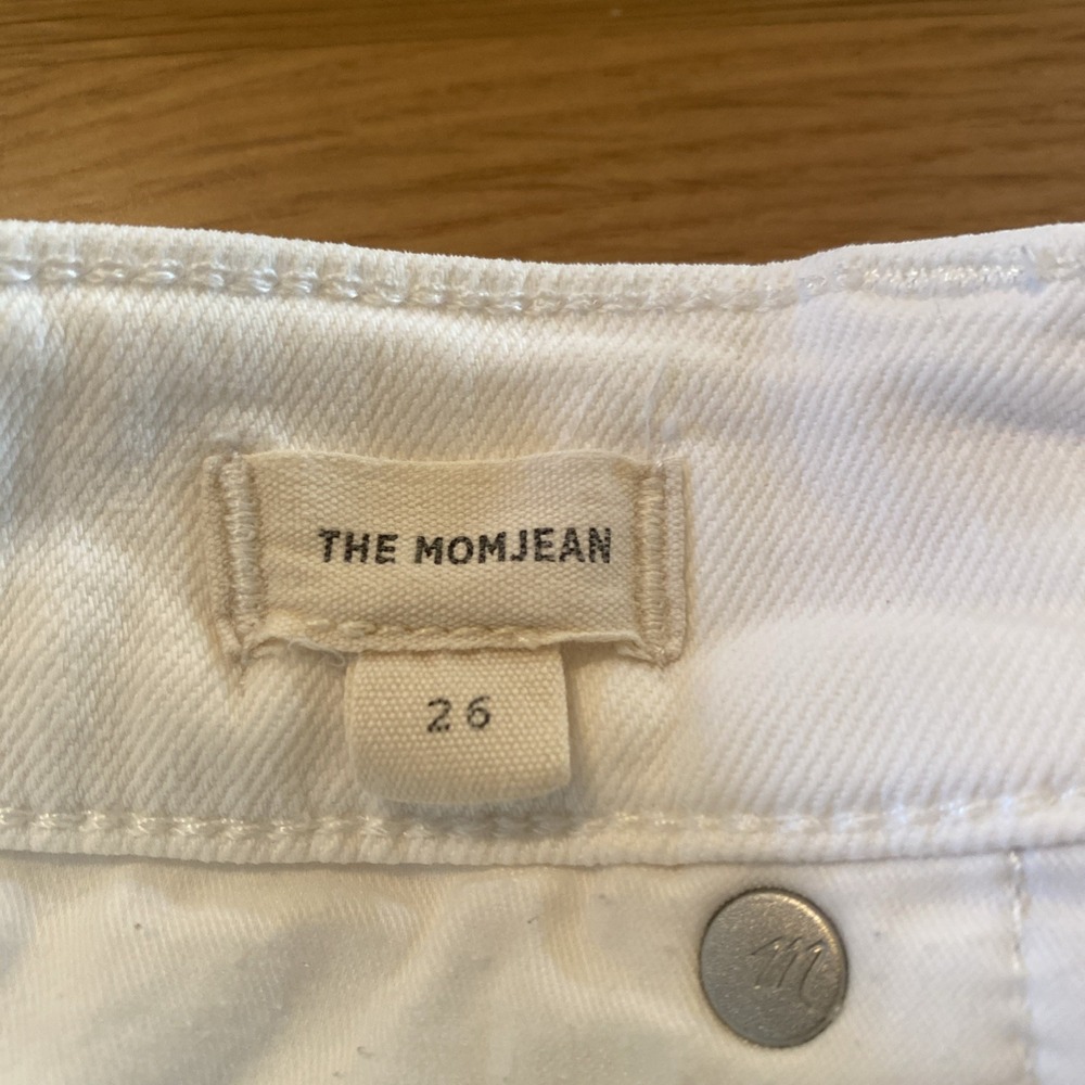 Madewell White The Mom Jeans  Size 26 Raw Hem Pants Womens - Picture 6 of 11